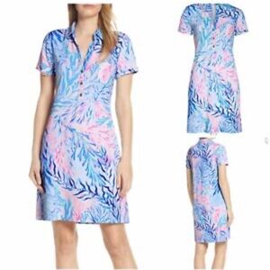 Excellent Condition Lilly Pulitzer Sadie Polo Dress in Kaleidoscope Coral sz XL